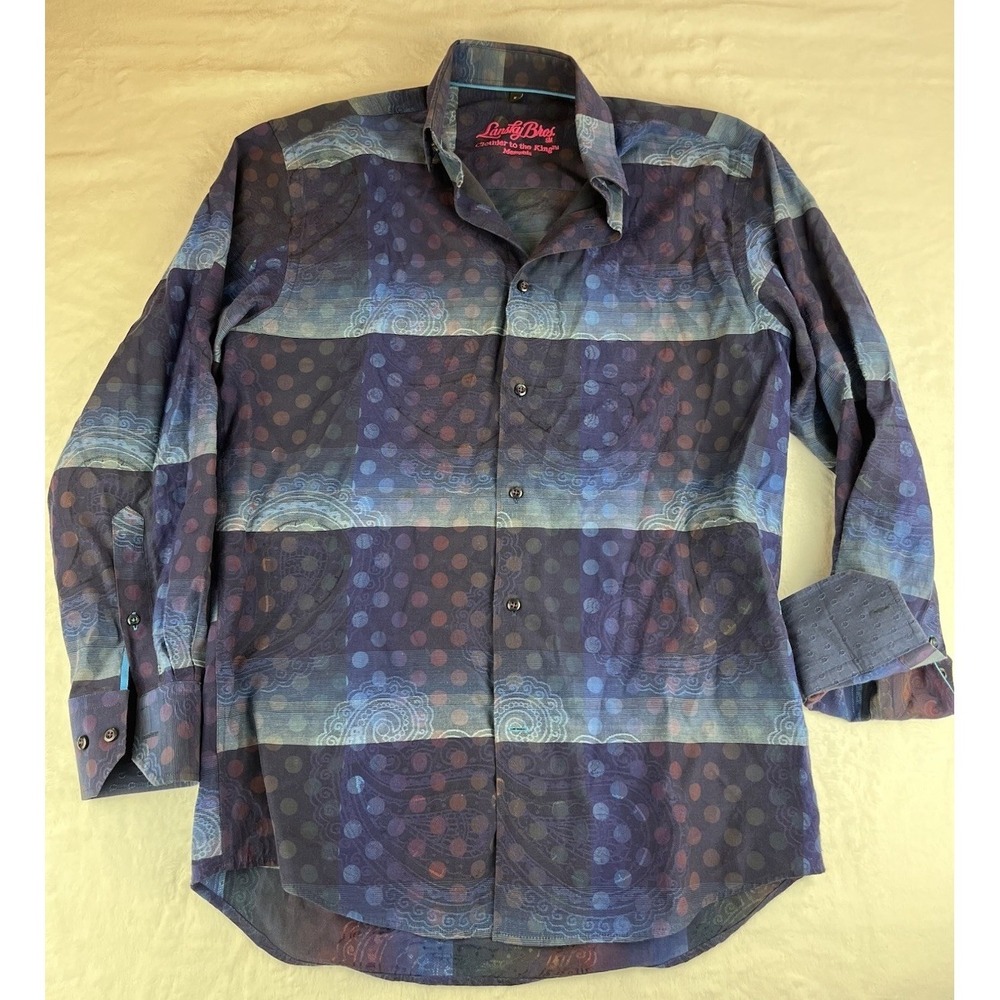 Lansky Bros shirt Mens Multicolor geometric flip cuff Pattern Small